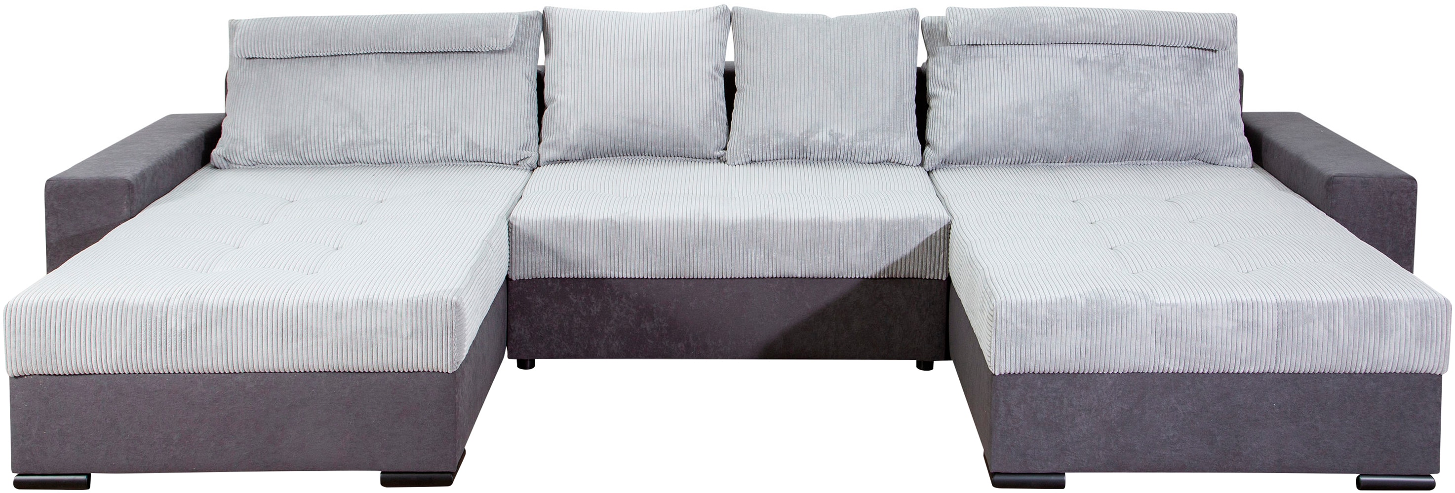 Wohnlandschaft COLLECTION AB "Josy XXXL-Relax U-Form, B: 352 cm", grau (anthrazit, hellgrau), B:352cm H:41cm T:161cm, 100%Polyester, Sofas, mit Bettfunktion, Bettkasten & 2 Nackenkissen, Federkern Image