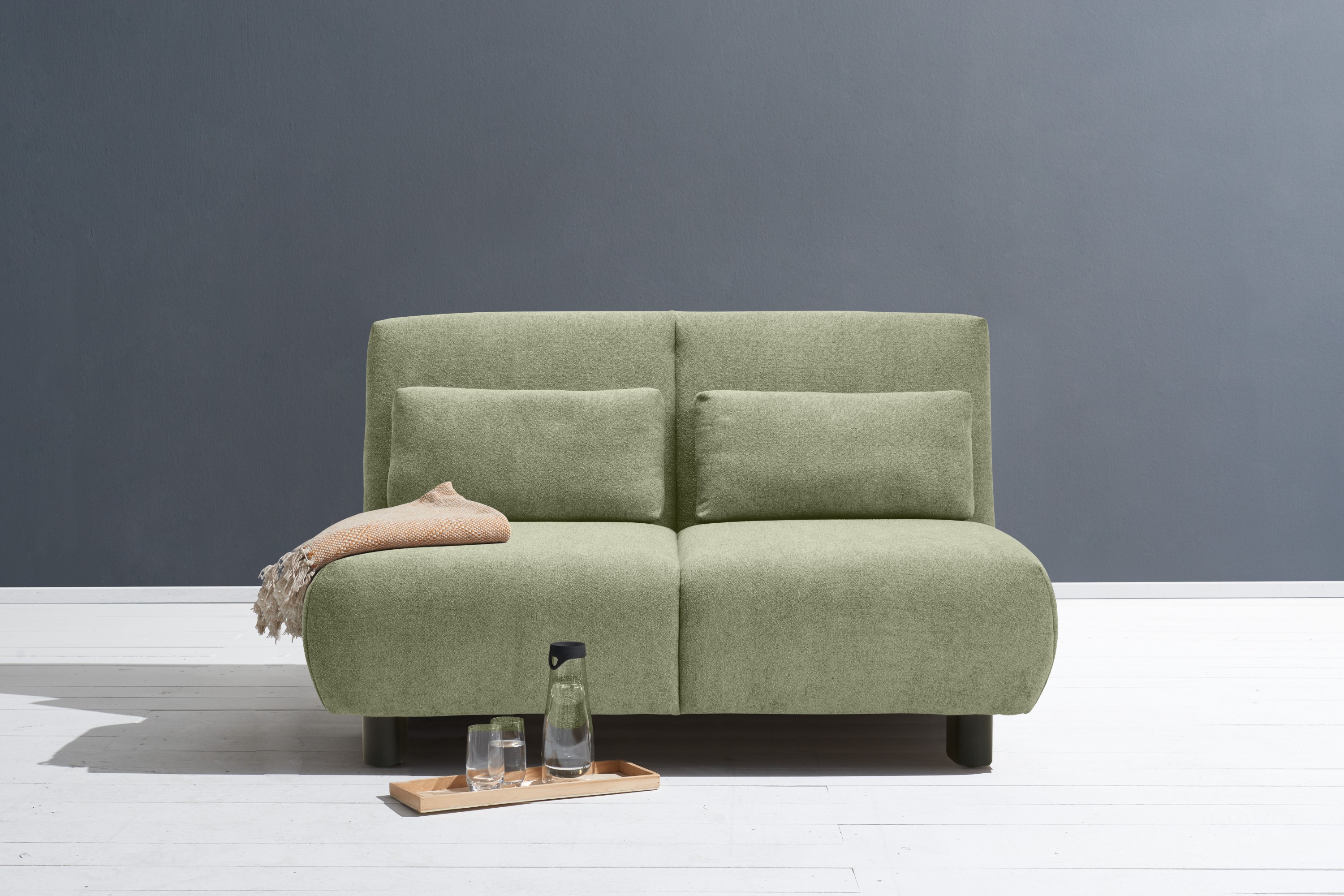 Schlafsofa ELL + ELL "Minou", grün (hellgrün), B:145cm, Sofas, Schlafsofa