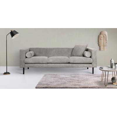 3-Sitzer HOME AFFAIRE "Lillibeth Designsofa mit Wellenunterfederung, Maße B/T/H: 218/74/83 cm", grau (taupe), B:218cm H:83cm T:74cm, 100% Polyester, Sofas, Zierkissen als Wendekissen, Bezug Samtoptik oder Cord Image