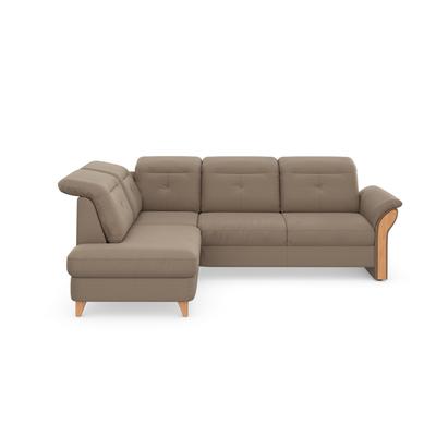 Ecksofa HOME AFFAIRE "Dangast L-Form", grau (taupe), B:269cm H:92cm T:200cm, Luxus-Microfaser Euphora 100% Polyester, , Easy Care: 98% Polyester, 2% Polyamid, Luxus-Microfaser Lederoptik: 100% Polyester, Sofas, Kopfteilverstellung, wahlweise mit... Image