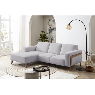 Ecksofa EXXPO - SOFA FASHION "Starr Scandic Design, tolle Verarbeitung, bequem, Sichtholz am Armteil", grau, B:250cm H:84cm T:163cm, Sofas, L-Form, wahlw. elektrische Sitztiefenverstellung, Massivholzfüße Image