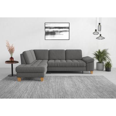 Ecksofa SIT & MORE "Westham L-Form", grau, B:261cm H:88cm T:179cm, 90% Polyester 10%Polyamid, Sofas, mit Ottomane, mit oder ohne Bettfunktion, Bettkasten, Verstellung Image