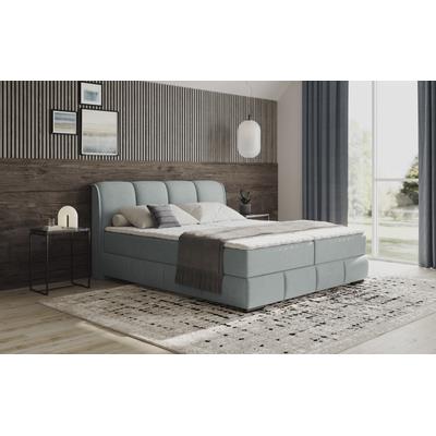 Boxbett MR. COUCH "Bethany mit Bettkasten, inkl. Matratze", blau (stripes 8624 blau grau), B:196cm L:223cm, Polyester, Nylon, Komplettbetten, Topper und Zierkissen, in verschiedenen Härtegraden verfügbar Image