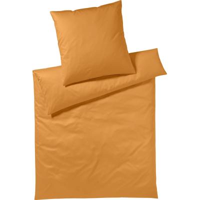 Bettwäsche YES FOR BED "Pure & Simple Uni in Gr. 135x200, 155x220 oder 200x200 cm", orange, B/L: 155cm x 220cm, , Mako-Satin, B/L: 80cm x 80cm, Mako-Satin, Obermaterial: 100% Baumwolle, Bettwäsche, Bettwäsche aus Baumwolle, zeitlose Bettwäsche mit... Image