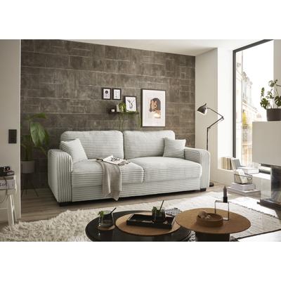 Schlafsofa ED EXCITING DESIGN "Carrara", grau (hellgrau), B:235cm H:89cm T:92cm, 100% Polyester, Sofas, mit Bettkasten & 2 Zierkissen Image