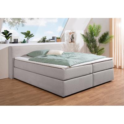 Boxspringbett ANDAS "Åby", grau, B:207cm L:225cm, Komplettbetten, In Cord Bezug, wahlweise mit und ohne Matrazte erhältlich Image
