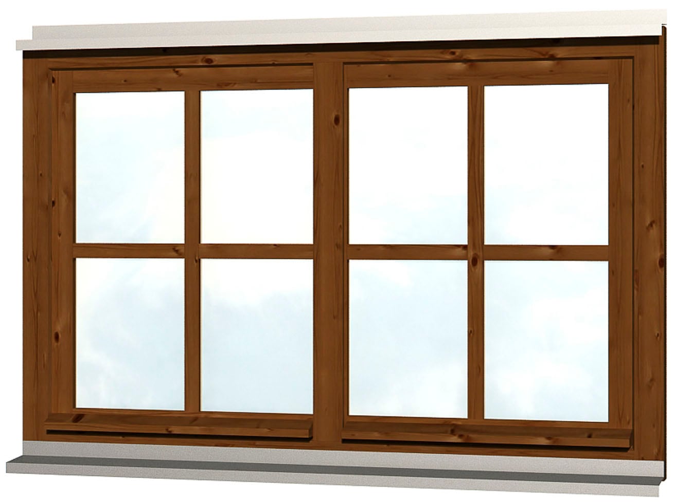 Fenster SKANHOLZ "Doppelfenster", braun (nussbaum), B:132cm H:82cm, Glas, Massivholz, Fenster, für Carports, 132,4 x 82,1 cm