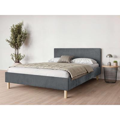 Polsterbett ANDAS "Albybyn, Bettgestell mit Kopfteil und Lattenrost, in 2 Breiten", grau (dunkelgrau), B:165cm H:84cm L:205,5cm, 100% Polyester, Betten, ohne Bettkasten und Matratze, in 2 Breiten- 140 und 160 cm Image