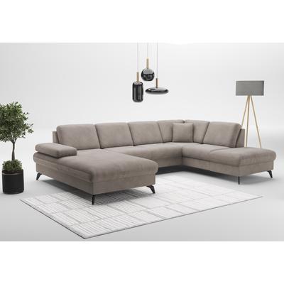 Wohnlandschaft SIT & MORE "Morris Jubi U-Form", grau (taupe), B:300cm H:83cm T:202cm, 100% Polyester, Sofas, inkl. Armteilfunktion und 1 Zierkissen, wahlweise mit Bettfunktion Image