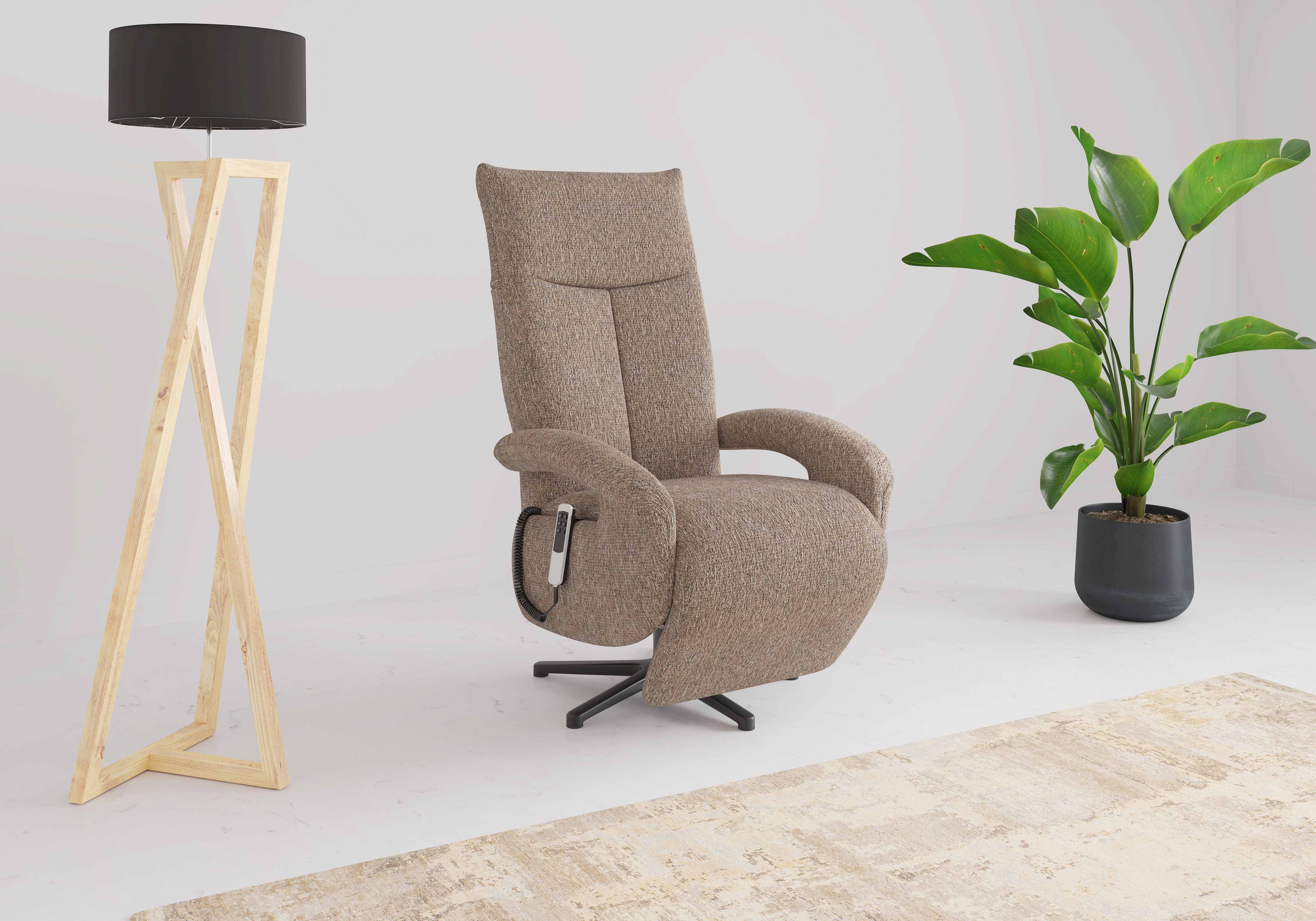 TV-Sessel SIT & MORE "TV Dance", braun (cappuccino), B:74cm H:112cm T:82cm, 100% Polyester, Sessel, wahlweise manuell oder elektrischer Funktion mit Akku