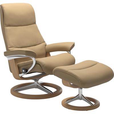 Relaxsessel STRESSLESS "View", beige (sand paloma), B:82cm H:109cm T:81cm, Leder BATICK: BATICK ist ein leicht korrigiertes, durchgefärbtes und genarbtes Möbelleder, bei dem die meisten Unebenheiten und Spuren in der Regel entfernt wurden., Leder... Image