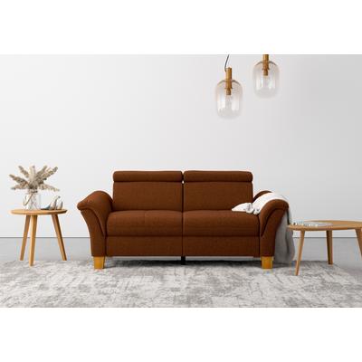 2,5-Sitzer HOME AFFAIRE "Lindgren", rosa (kupfer), B:185cm H:84cm T:93cm, 100% Polyester, Sofas, wahlweise mit TV-Funktion, links oder beidseitig, Kopfteilverstellung Image