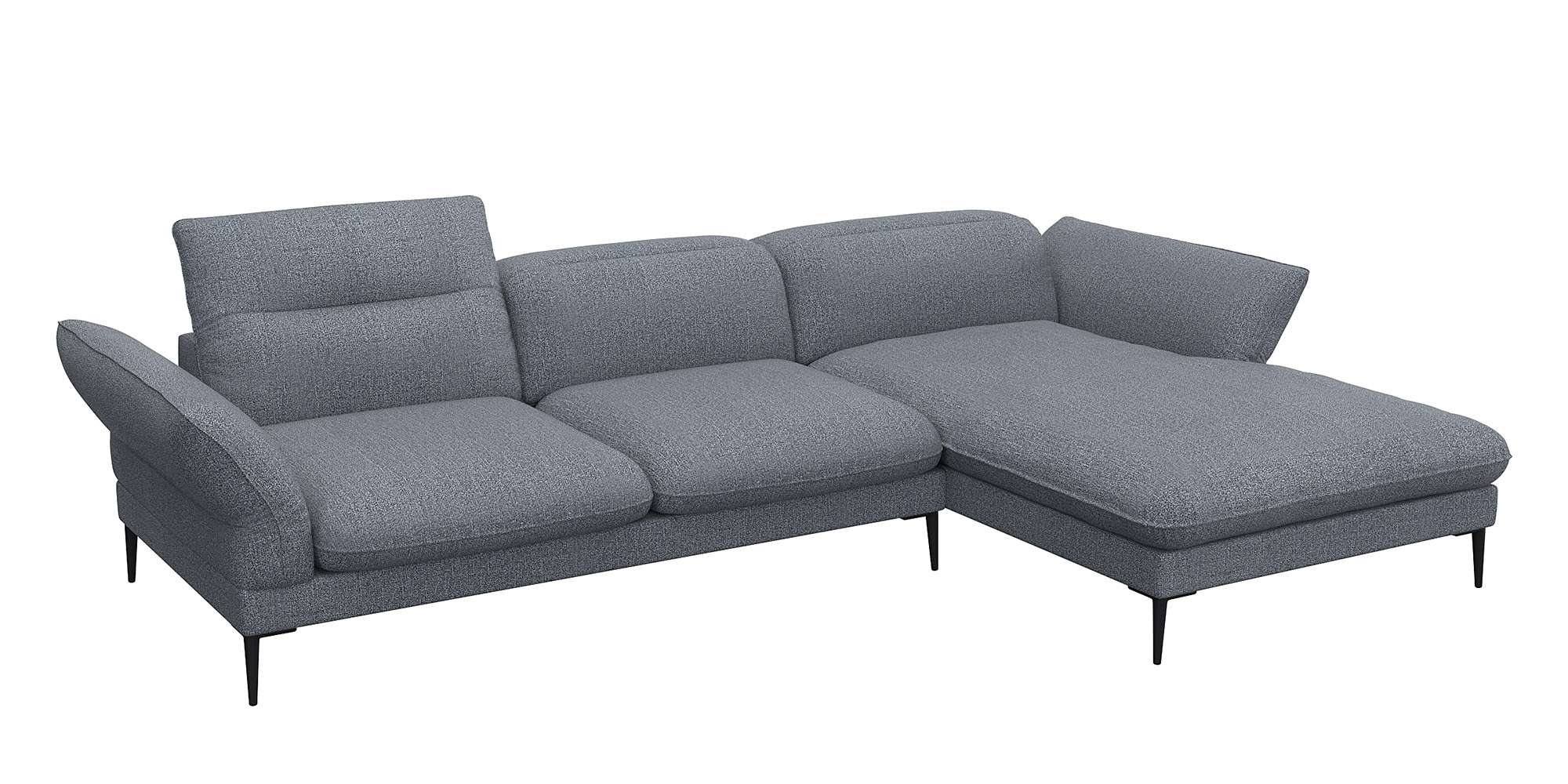 FLEXLUX "Salino, Funktionssofa mit Recamiere, Relaxsofa, Ecksofa" Sofa mit Arm- und Kopfteil-Verstellungen, Kaltschaum & Stahl-Wellen