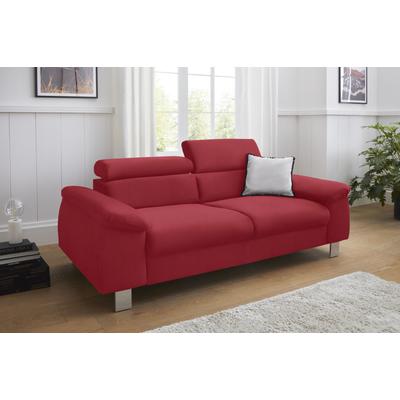 3-Sitzer COTTA "Komaris", rot, B:193cm T:104cm, Microfaser PRIMABELLE (100% Polyester), Kunstleder SOFTLUX, Feinstruktur (100% Polyester), Kunstleder SOFTLUX/Struktur (100% Polyester), NaturLEDER, Sofas, mit Kopfteilverstellung Image
