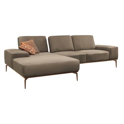 Ecksofa W.SCHILLIG "run, Designsofa mit tollem Sitzkomfort, bequem, L-Form", beige (stone z73), B:279cm H:88cm T:178cm, Longlife Xtra-Leder Z73: Naturwalkleder der Luxusklasse aus den erlesensten Rohhäuten. Hautstärke 1, 1 u2013 1, 3 mm, ROHLEDER... Image
