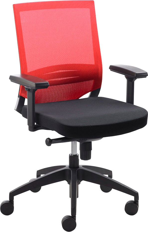 Drehstuhl MAYER SITZMÖBEL "2475", rot (rot, schwarz, schwarz), B:65cm H:94cm T:60cm, Stühle, Bürodrehstuhl