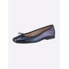 Ballerina HEINE, Damen, Gr. 37, blau (marine, metallic), Leder, Leder, modisch, Schuhe