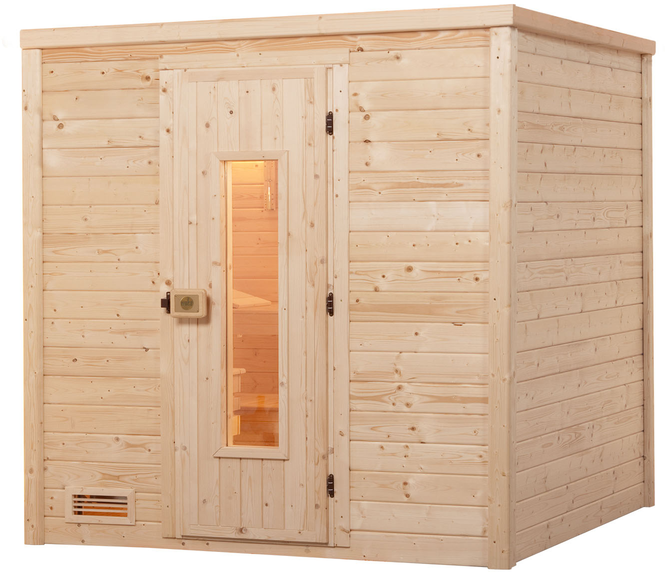 Sauna WEKA "Massivholzsauna BERGEN 2", beige (natur), Saunaofen, integrierte Steuerung, 5,4 kW, Saunen, Blockbohlen, isolierte Holztür Image