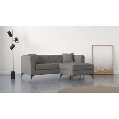 Ecksofa PLACES OF STYLE "MATTHEW L-Form ideal für kleine Räume, Maße B/T/H: 201/162/74 cm", grau (taupe), B:201cm H:74cm T:162cm, 100% Polyester, Sofas, elegantes Designsofa, feine Steppung im Rücken, incl. Zierkissen Image
