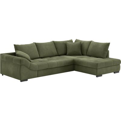 Ecksofa MR. COUCH "Allegro, L-Form", grün (memphis 12 grün), B:303cm H:86cm T:202cm, Memphis (Grundgewebe - 100% Polyester; Nutzschicht- 90% Polyester / 10% Polyamide), Sofas, mit Hochschläfer-Bettauszug, wahlweise mit Kaltschaum Image