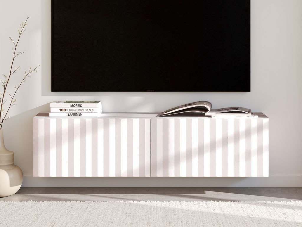 Lowboard INOSIGN "Antibes TV-Lowboard, Breite 192/154/128 cm, TV-Schrank", weiß (opaque weiß), B:128cm H:31,5cm T:42cm, FSC-zertifizierter Holzwerkstoff, Sideboards, TV-Kommode, 3D-Fronten, Push-To-Open-Funktion, Wandmonatage