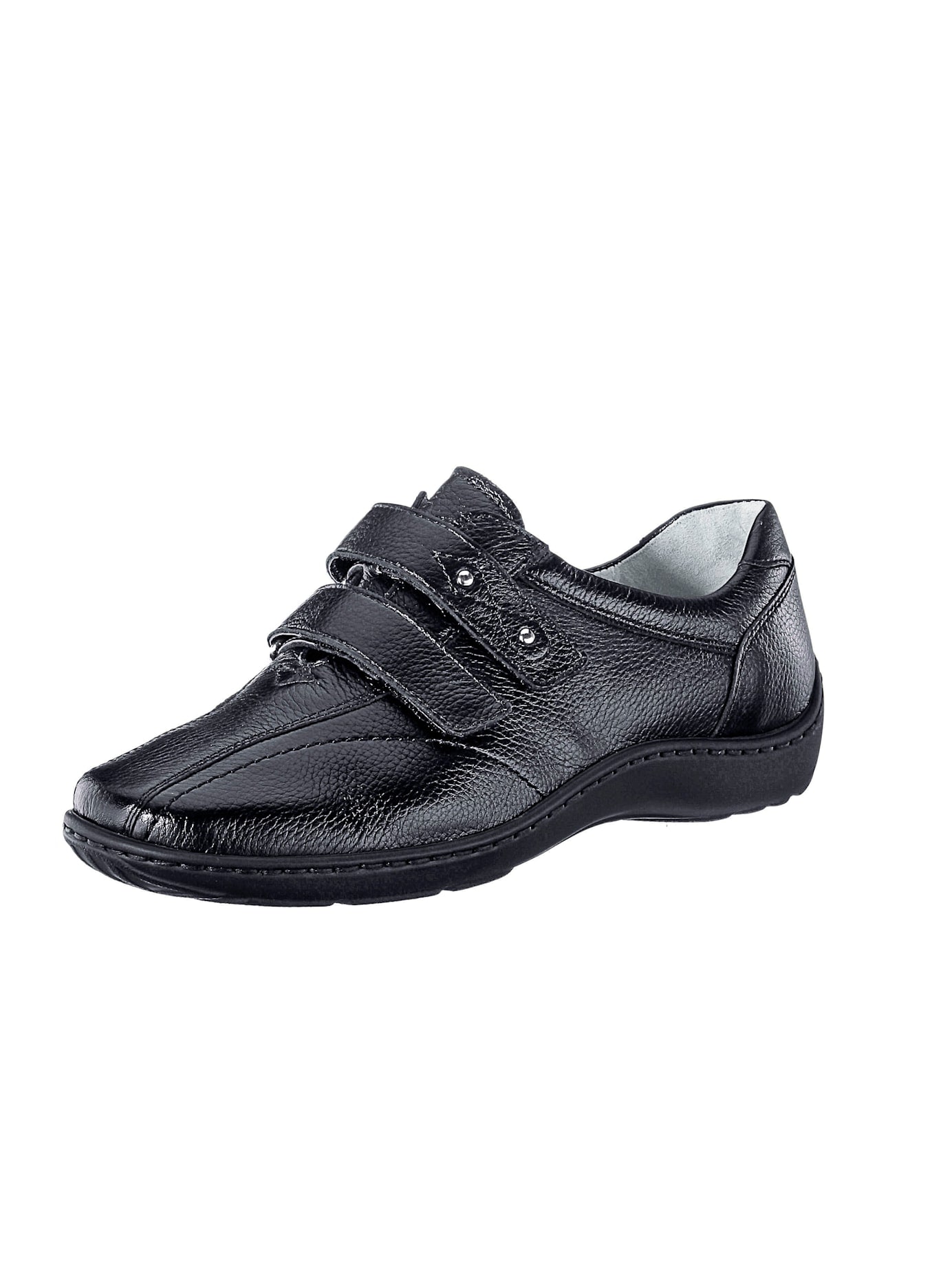 Klettschuh WALDLÄUFER, Damen, Gr. 7, schwarz, Glattleder, Basic, Schuhe Klettschuh