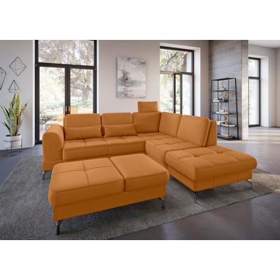 Ecksofa SIT & MORE "Bendigo L-Form", gelb (curry), B:258cm H:84cm T:226cm, Sofas, inklusive Sitztiefenverstellung, Bodenfreiheit 12 cm, in 2 Fußfarben Image