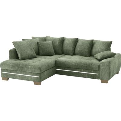 Ecksofa MR. COUCH "Nikita II, L-Form", grün (dolce 11 grün), B:243cm H:88cm T:190cm, Dolce (100% Polyester), Sofas, mit RGB-LED Beleuchtung, wahlweise mit Bett, Bettkasten, Kaltschaum Image