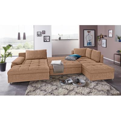 Wohnlandschaft SIT & MORE "Labene U-Form", braun (schoko), B:346cm H:82cm T:90cm, Struktur fein (95% Polyester, 5% Polyamid), Luxus-Microfaser ALTARA NUBUCK (100% Polyester), Kunstleder SOFTLUX / Struktur (100% Polyester), Struktur (100% Polyester),... Image