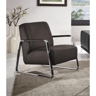 Cocktailsessel W.SCHILLIG "quadroo Designsessel, Loungesessel", braun (mocca s37), B:65cm H:82cm T:82cm, Velourgewebe V41 (100% Polyester), Longlife Xtra-Leder Z59 - Glattleder, Longlife Xtra-Leder Z73 - Glattleder, Stoff S37 (100% Polyester):... Image
