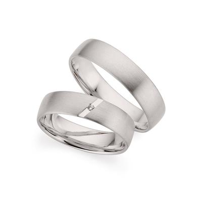 Trauring PHÖNIX "Schmuck Geschenk Gold 333 Trauring Ehering LIEBE versch. Varianten" Gr. 71, weiß (weißgoldfarben), Fingerringe, 71, ohne Brillant, Weißgold 333, 5,0mm, Made in Germany, wahlweise mit oder ohne Brillant Image