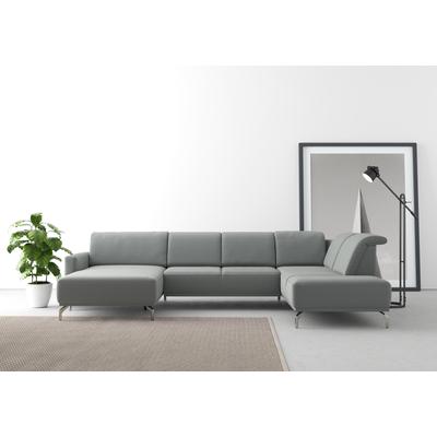 Wohnlandschaft SIT & MORE "Bailando U-Form", grau, B:337cm H:84cm T:205cm, Sofas, wahlweise mit Kopfteilverstellung und Vorziehsitz, motorisch Image
