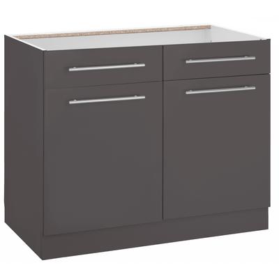 Unterschrank WIHO KÜCHEN "Flexi2", grau (front und korpus: anthrazit), B:100cm H:82cm T:57cm, Schränke, Breite 100 cm Image