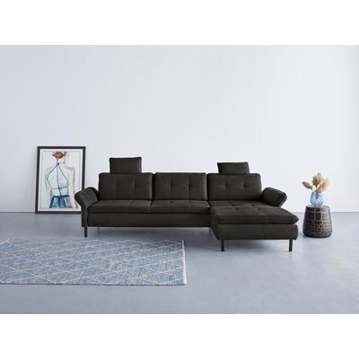 Ecksofa INOSIGN "Birkholm L-Form", schwarz, B:267cm H:83cm T:174cm, 100% Polyester, Sofas, Armlehnverstellung, auch in Easy Clean Bezug - mit Wasser zu reinigen Image