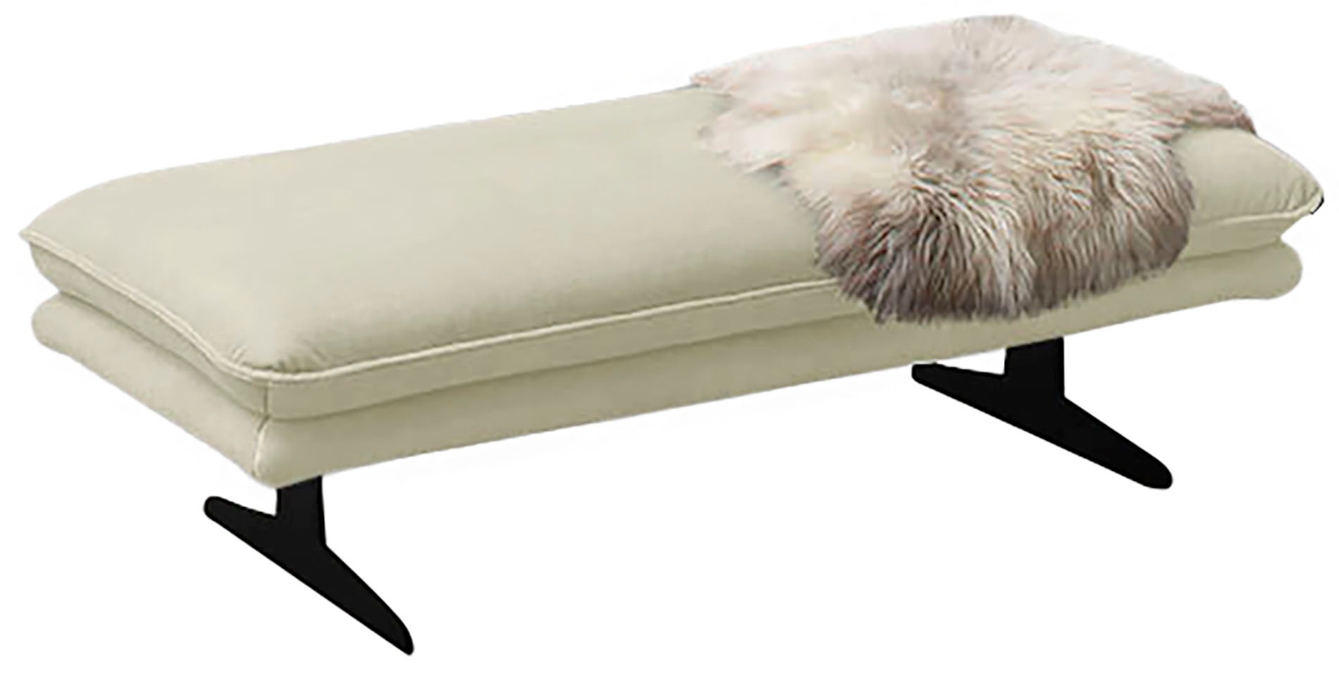 Polsterhocker W.SCHILLIG "broadway", beige (sahara s37), B:145 H:43 T:71, Stoff S37 (100% Polyester): Luxus-Microfaser in Lederoptik, Hocker, Füße in Schwarz pulversbeschichtet Image