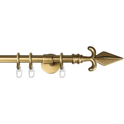 Gardinenstange GARESA "RUSTIKA", gold (mattgoldfarben), L:430cm Ø:16mm, Metall, Gardinenstangen, rustikale Vorhanggarnitur, verlängerbar, m. Ringe, Endknopf Pfeil Image