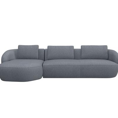 Wohnlandschaft FLEXLUX "Torino, rund, L-Form, Sofa-Ecke mit Recamiere, Longchair-Sofa", blau (navy blau), B:307cm H:85cm T:146cm, 62% Polyester, 17% Cotton, 14% Viscose, 7% Linen, Sofas, Modernes, organisches Sofa-Design, Kaltschaum,... Image