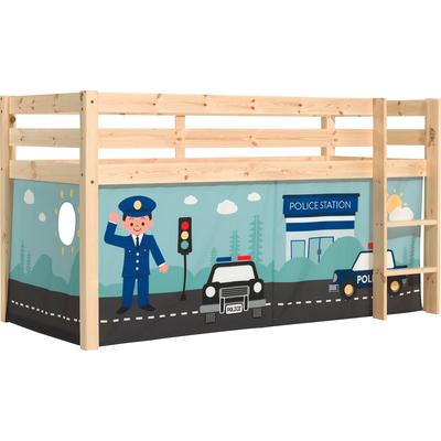 Spielbett VIPACK "Pino, Kiefer massiv, mit Rolllattenrost u. Textil-Set, Made in Europe", beige (natur), B:105,4cm H:114cm L:209,4cm, Betten, verschiedene Textil Dessins, 3 Gestellfarben zur Wahl Image