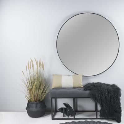 Wandspiegel SPINDER DESIGN "Donna", schwarz, B:120cm H:120cm T:5cm Ø:120cm, Metall, Spiegelglas, Spiegel, Metall, Qualitativ hochwertiges Erscheinungsbild, Ø 120 cm Image