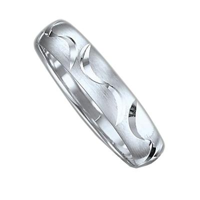 Trauring FIRETTI "Schmuck Geschenk Gold 375 Hochzeit Ehering Trauring "LIEBE" Gr. 22, weiß (weißgoldfarben), Fingerringe, 22, ohne Brillant, Weißgold 375, 4mm, Made in Germany, wahlweise mit oder ohne Brillant Image
