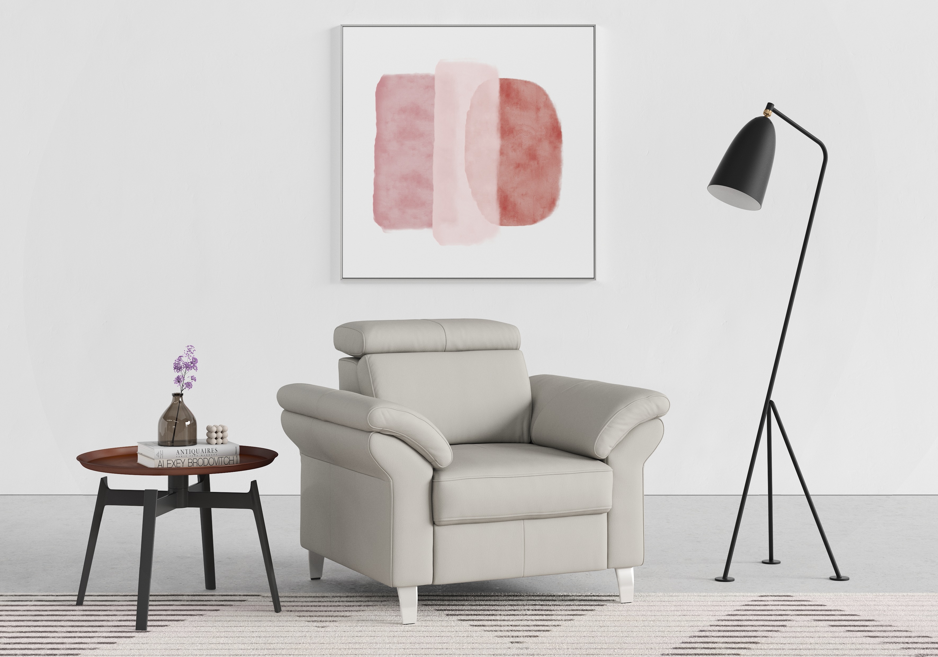 Sessel SIT & MORE "Arngast", grau (light grau), B:101cm T:93cm, Luxus-Microfaser ALTARA NUBUCK (100% Polyester);Struktur (100% Polyester);Flachgewebe (90% Polyester; 10% Polyamid), Sessel, inklusive Federkern und Kopfteilverstellung