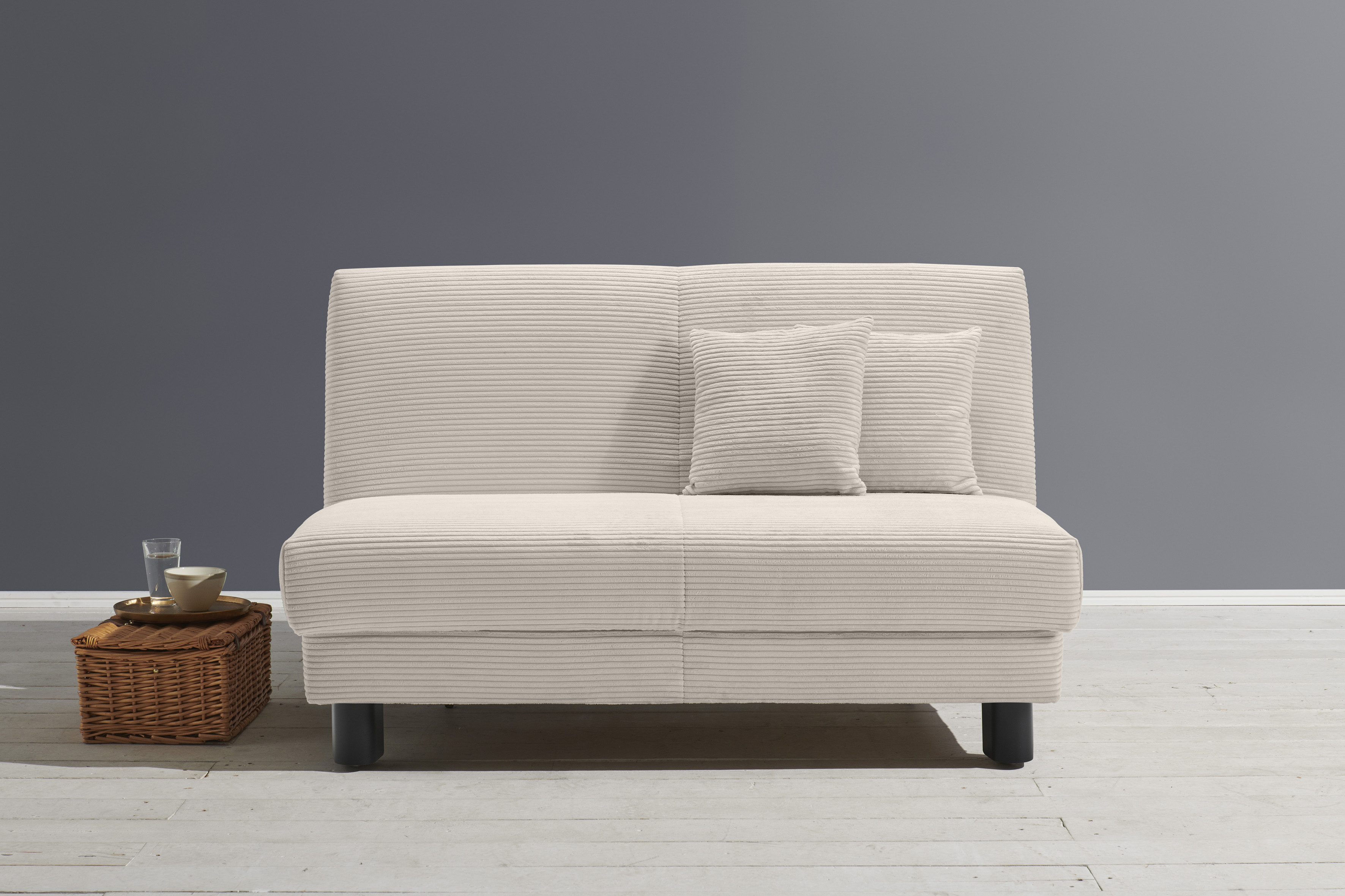 Schlafsofa ELL + ELL "Enny", beige, B:145cm H:90cm T:100cm, 92% Polyester 8% Nylon, Sofas, Schlafsofa
