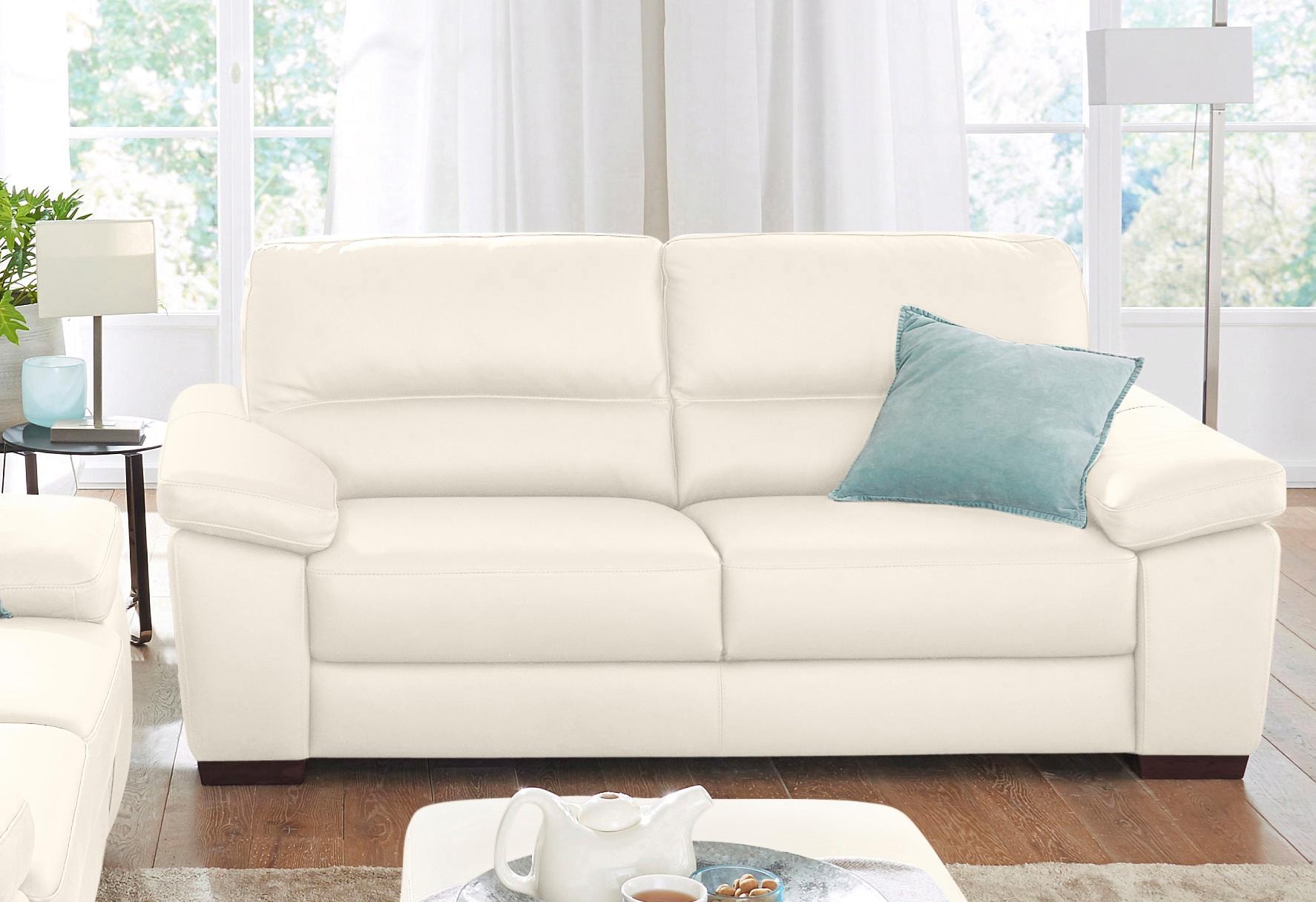 2-Sitzer CALIA ITALIA "Gaia, hochwertiges Ledersofa mit erstklassigem Sitzkomfort", beige (bianco latte), B:177cm H:92cm T:97cm, Leder SORRENTO - 100% Leder;Leder BULL - 100% Leder, Sofas, edles Design, in zwei hochwertigen Lederqualitäten