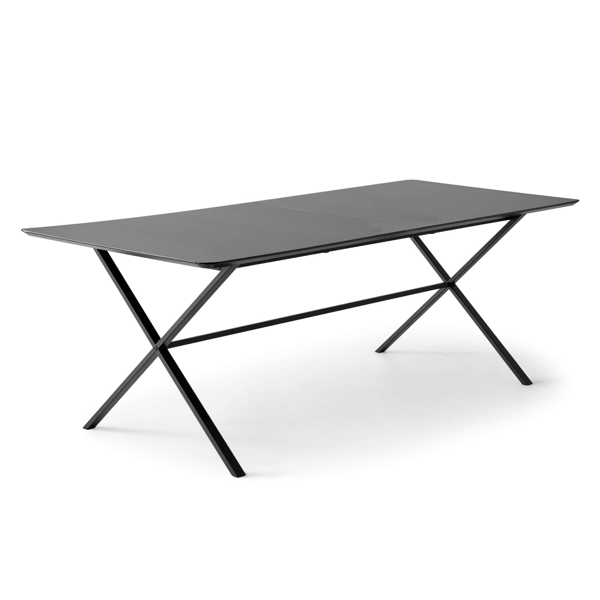Esstisch HAMMEL FURNITURE "Meza Designtisch mit Auszugsfunktion und 2 Einlegeplatten", grau (graphit, schwarz, graphit), B:165cm H:74cm T:90cm, Tischplatte: Graphit nanobehandeltes Fenix-Laminat (schwarzer Rand), Gestell: Pulverbeschichtetes...