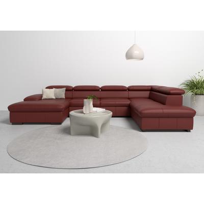 Wohnlandschaft HOME AFFAIRE "Alberto U-Form", rot (merlot), B:350cm H:73cm T:228cm, Luxus-Microfaser in Lederoptik (100% Polyester), Microfaser in Antiklederoptik (100% Polyester), Luxus-Microfaser Vintageoptik (100% Polyester), Luxus-Microfaser... Image