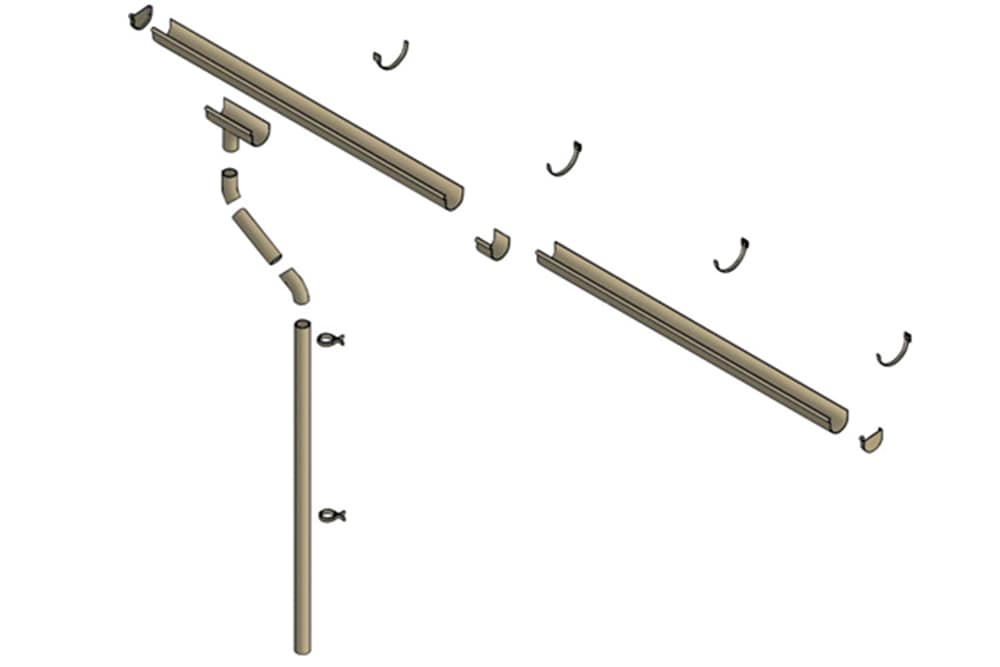 Regenrinne SKANHOLZ, braun, B:10cm L:1.000cm, Kunststoff, Rinnen, 1000 cm, für Satteldach Image