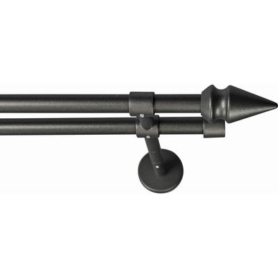 Gardinenstange GARESA "SPYRNA", grau (graphit), L:310cm Ø:16mm, Metall, Holzwerkstoff, Gardinenstangen, Vorhanggarnitur, verlängerbar, Spitze, ohne Ringe Image