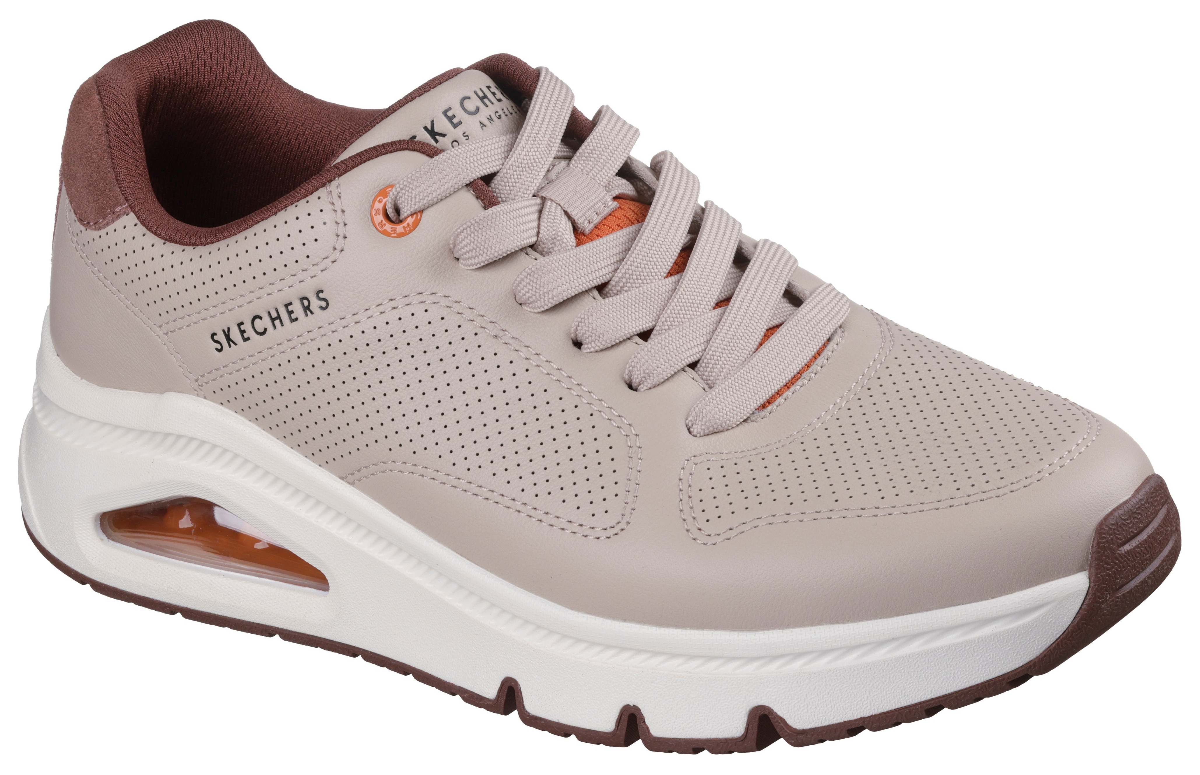 Sneaker SKECHERS "UNO ICON", Herren, Gr. 41, beige, Leder, Sportlich, Schuhe, Keilsneaker, Sneaker mit Luftkissen