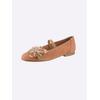 Ballerina HEINE, Damen, Gr. 36, orange, Leder, Rindsleder, Veloursleder, Glattleder, modisch, Schuhe