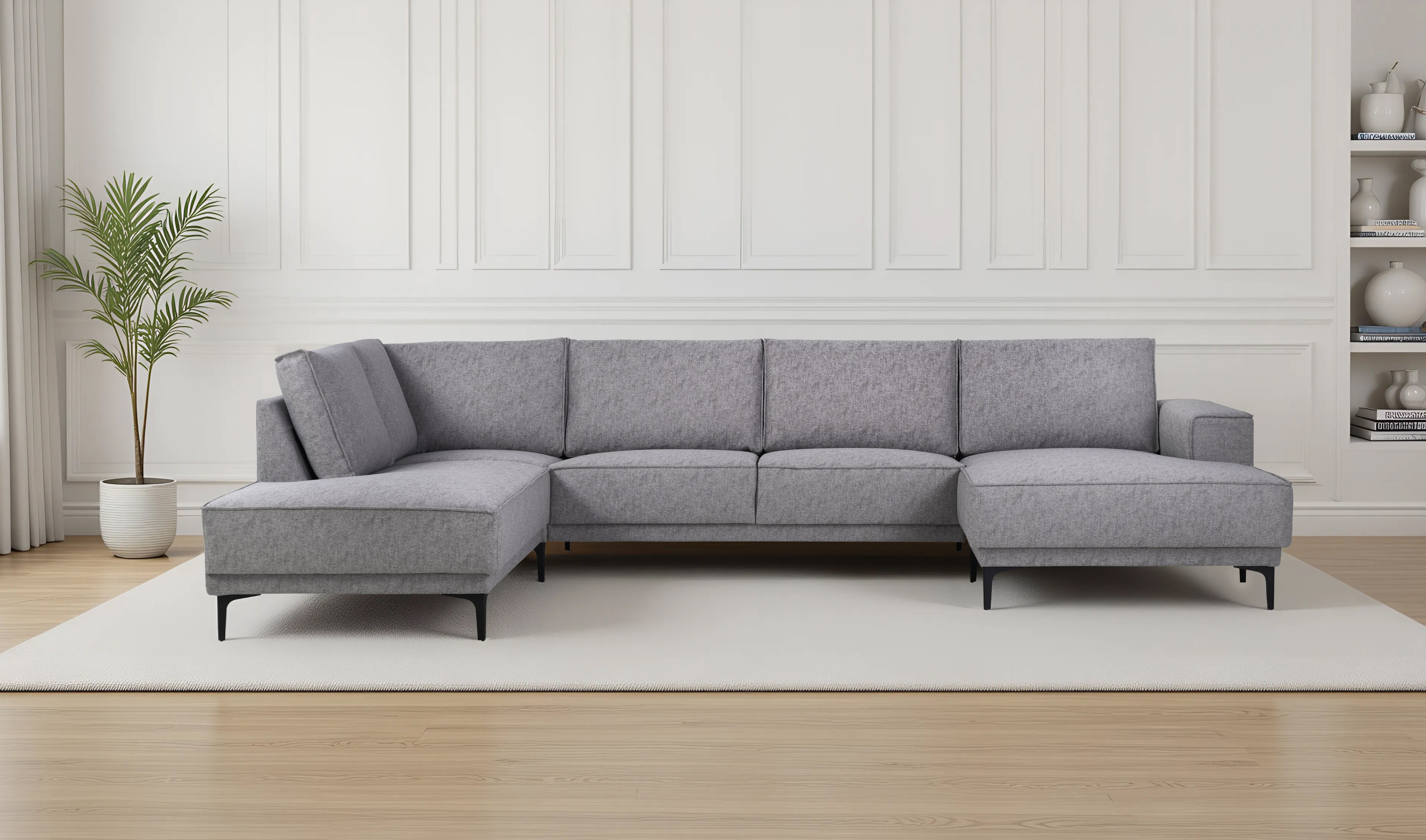 Wohnlandschaft OTTO HOME "XXL Sofa Oland, Struktur, Flachgewebe, Luxus-Microfaser, Boucle", grau (hellgrau), B:345cm H:85cm T:210cm, Struktur weich (100% Polyester);Luxus-Microfaser (100% Polyester);Webstoff (100% Polyester), Sofas, Wohnlandschaft,...